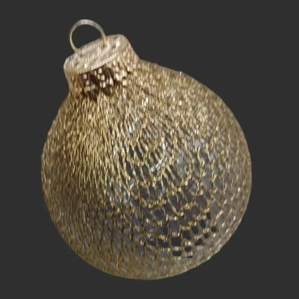 Trim a home vtg gold netting over clear glass ball round christmas ornaments 